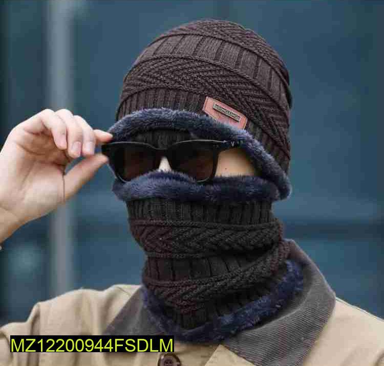 Winter Beanie & Neck Warmer Set Wool Fleece Unisex Warm