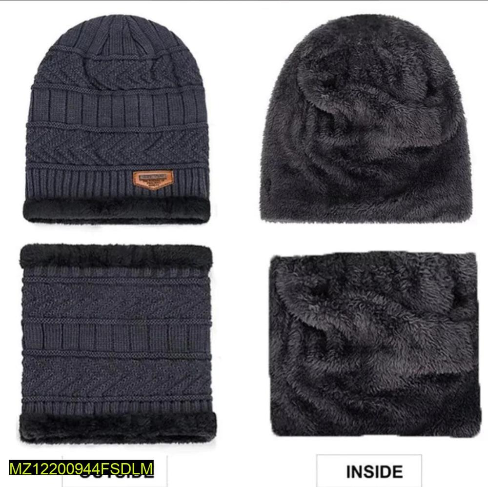 Winter Beanie & Neck Warmer Set Wool Fleece Unisex Warm