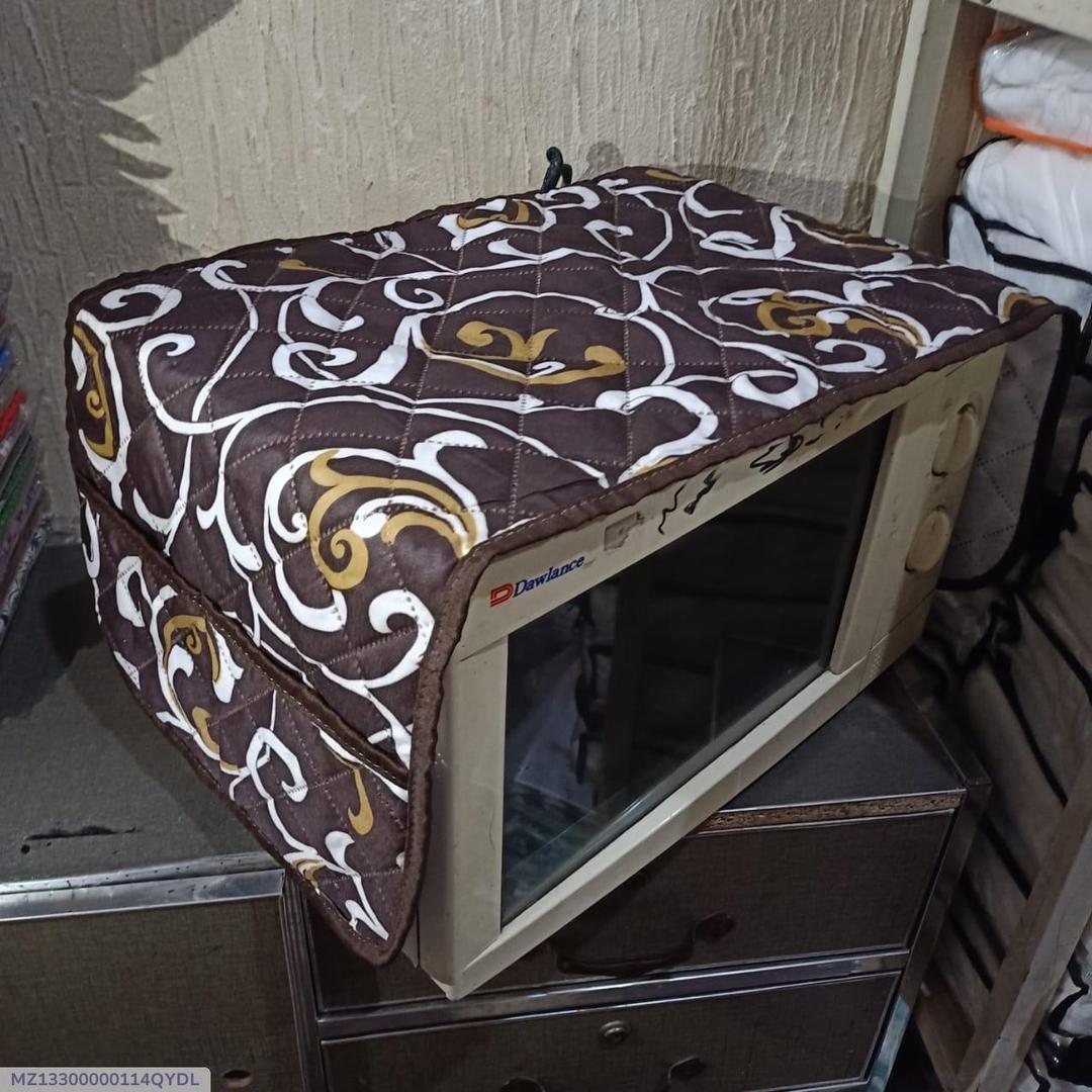 Microwave Cover Cotton Quilted Brown Gold Swirl