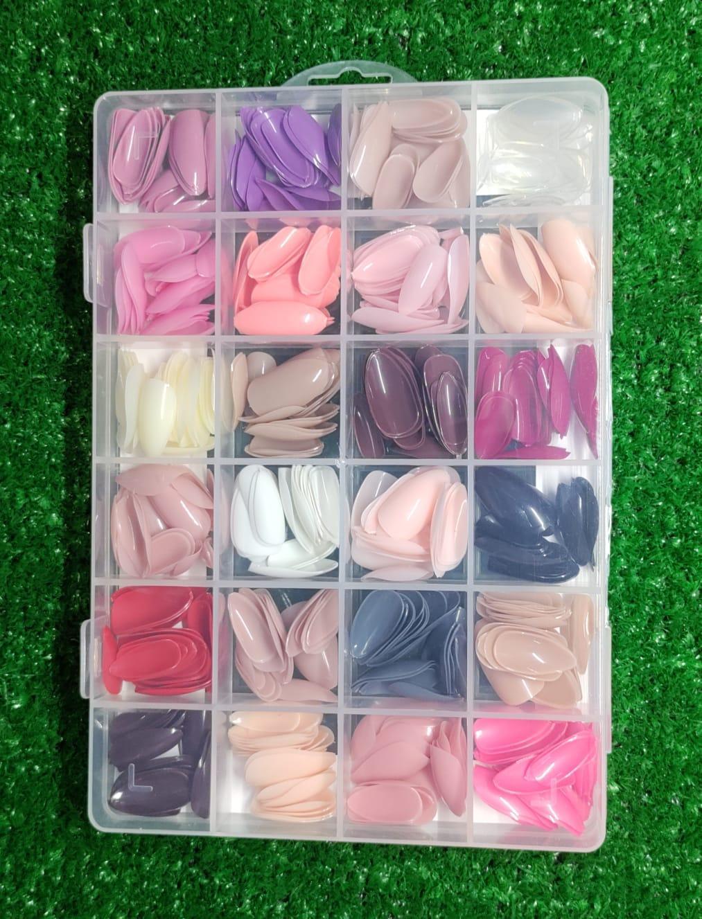576 Pcs ABS Stick-On Fake Nails Pink Purple Black Nude
