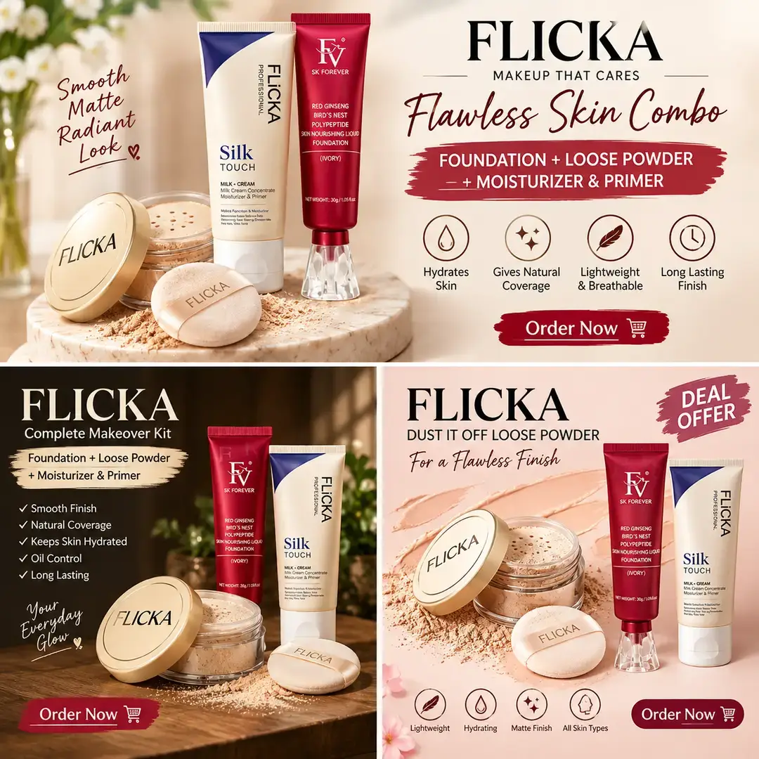 3 In 1 Fv Foundation, Flicka Primer And Loose Powder Deal
