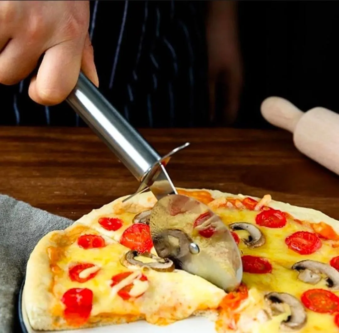 Premium Stainless Steel Pizza Cutter Black Handle