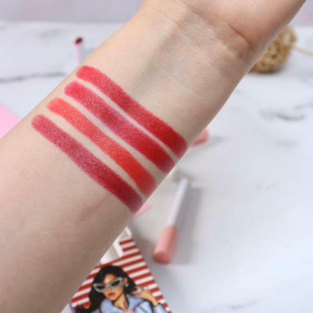 4 Pcs High Pigmented Moisturizing Lipstick Set - Cherry, Nude & Ruby Shades