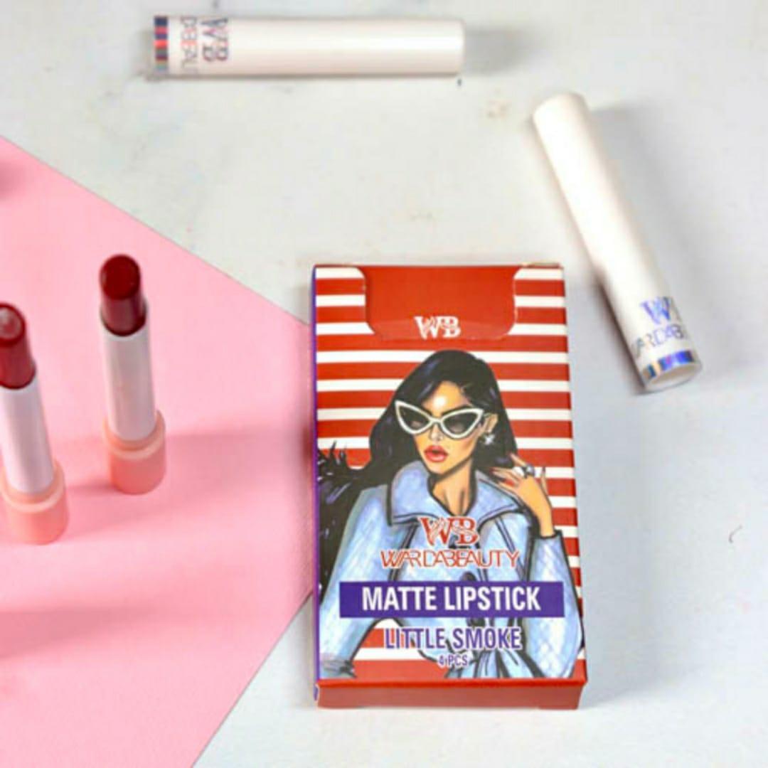 4 Pcs High Pigmented Moisturizing Lipstick Set - Cherry, Nude & Ruby Shades