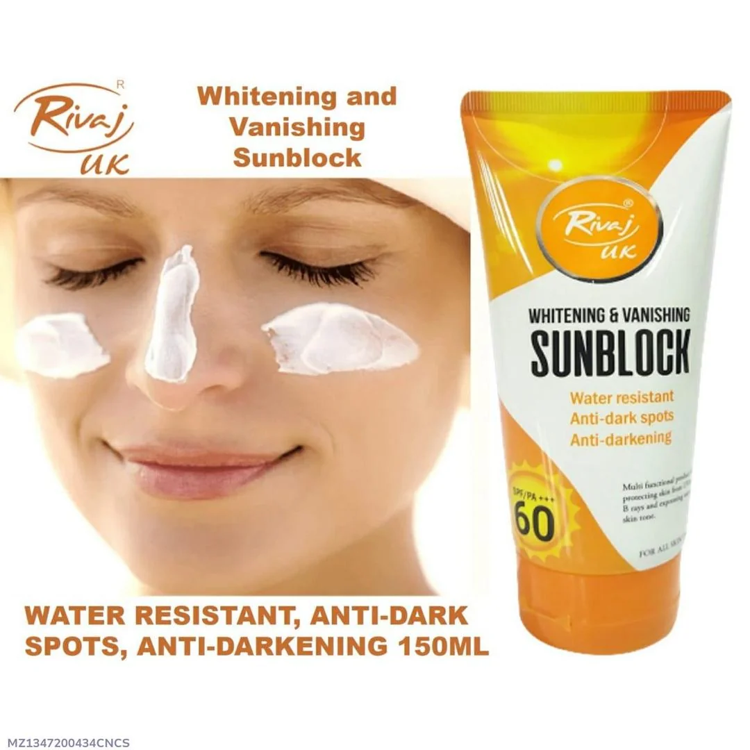 Rivaj UK Whitening Sunblock SPF 60+ Water Resistant 150ml
