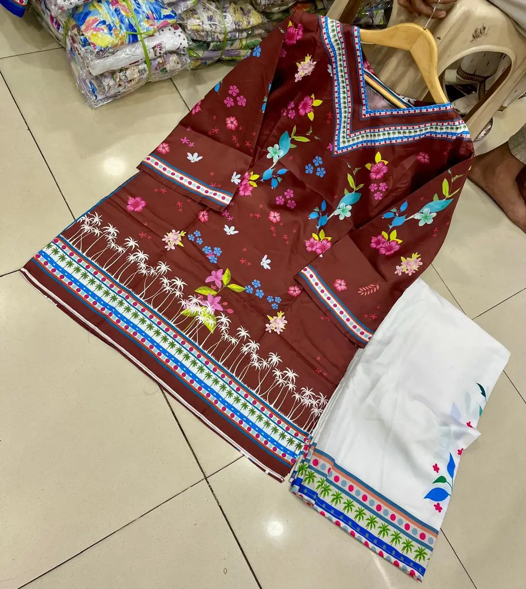 2 Pcs Women's Stitched Swiss Lawn Printed Shirt And Trouser