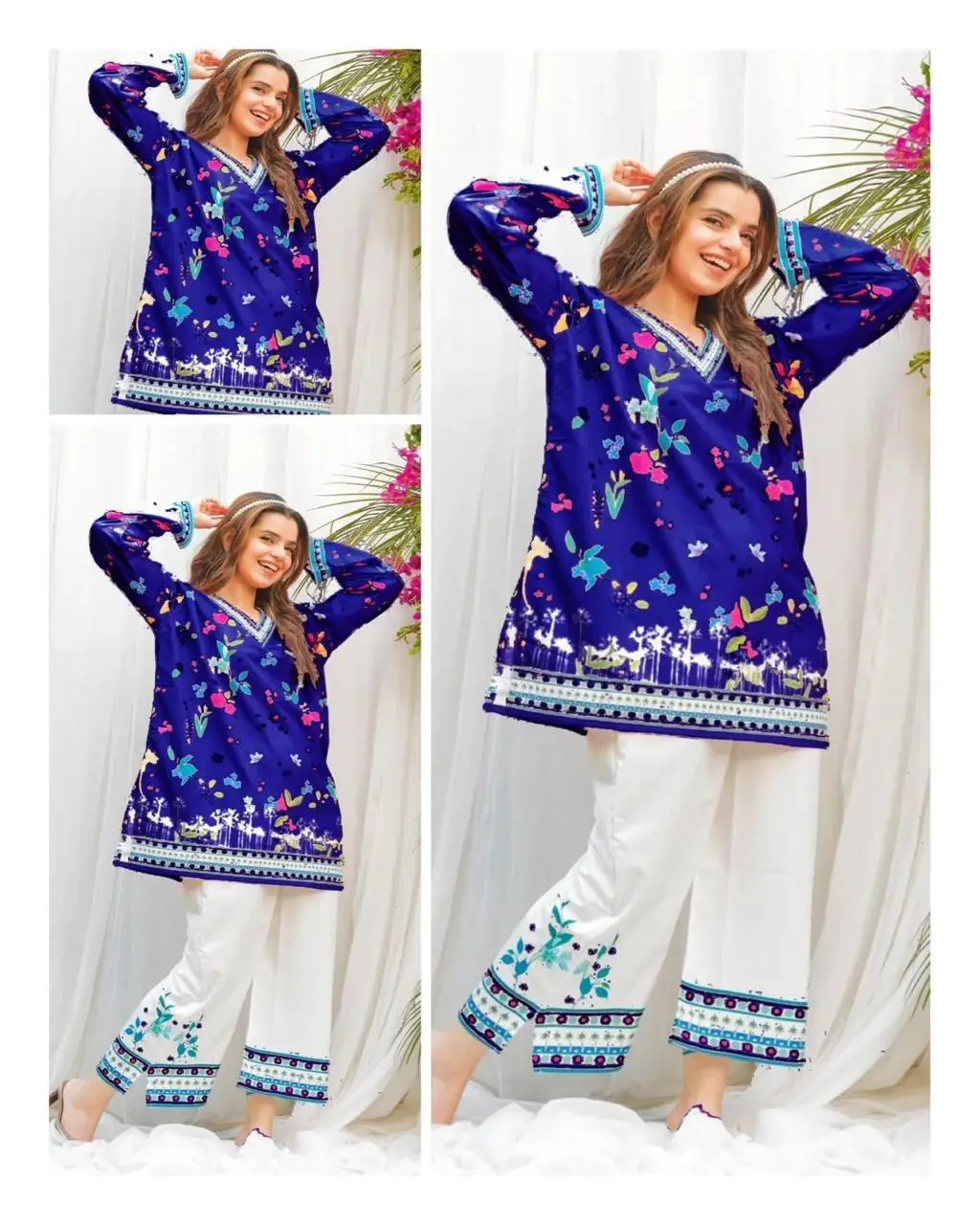 2 Pcs Women's Stitched Swiss Lawn Printed Shirt And Trouser