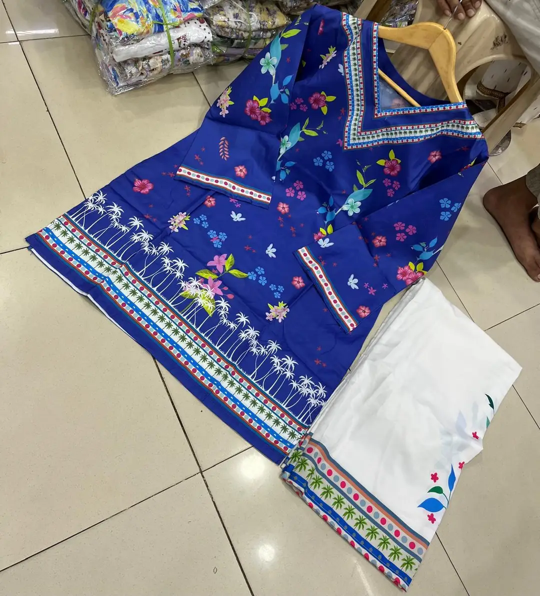 2 Pcs Women's Stitched Swiss Lawn Printed Shirt And Trouser