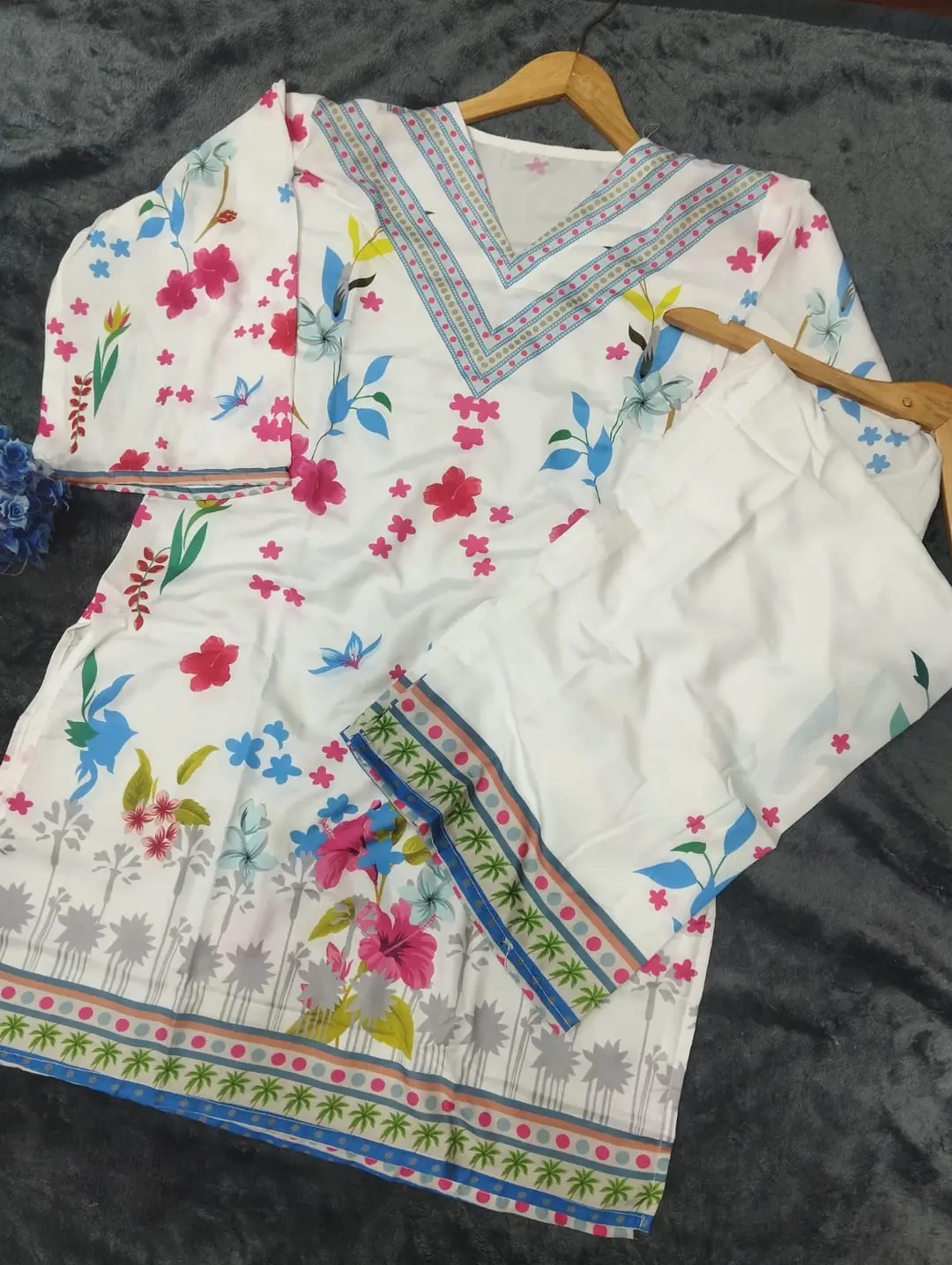 2 Pcs Women's Stitched Swiss Lawn Printed Shirt And Trouser
