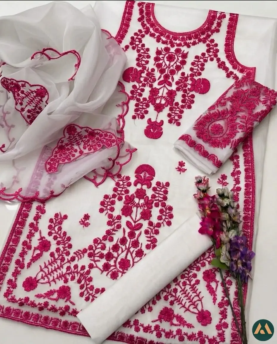 3 Pcs Women's Unstitched Embroidered Suit