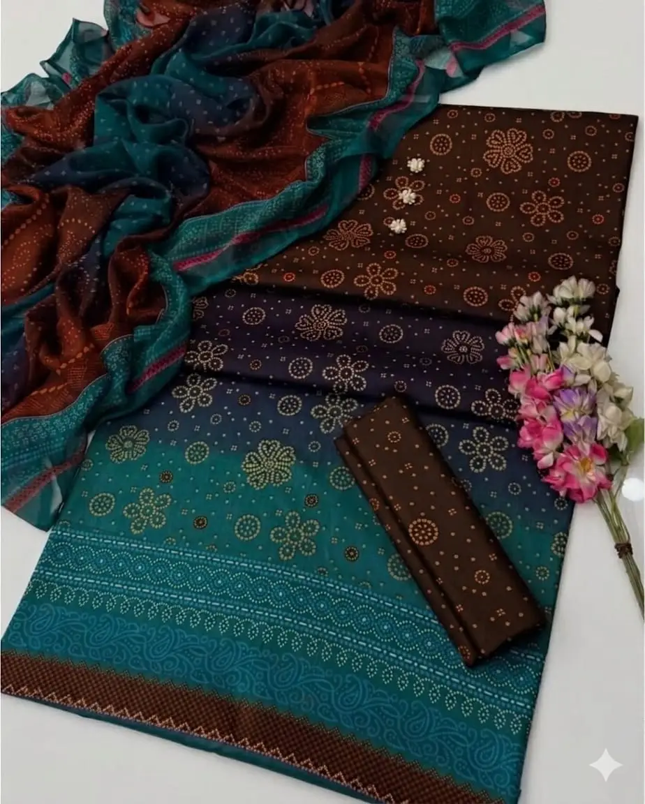 3 Pcs Women's Unstitched Printed Suit