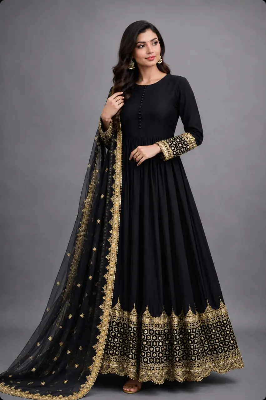 3 Pcs Women's Stitched Chiffon Sequins Embroidered Maxi Suit