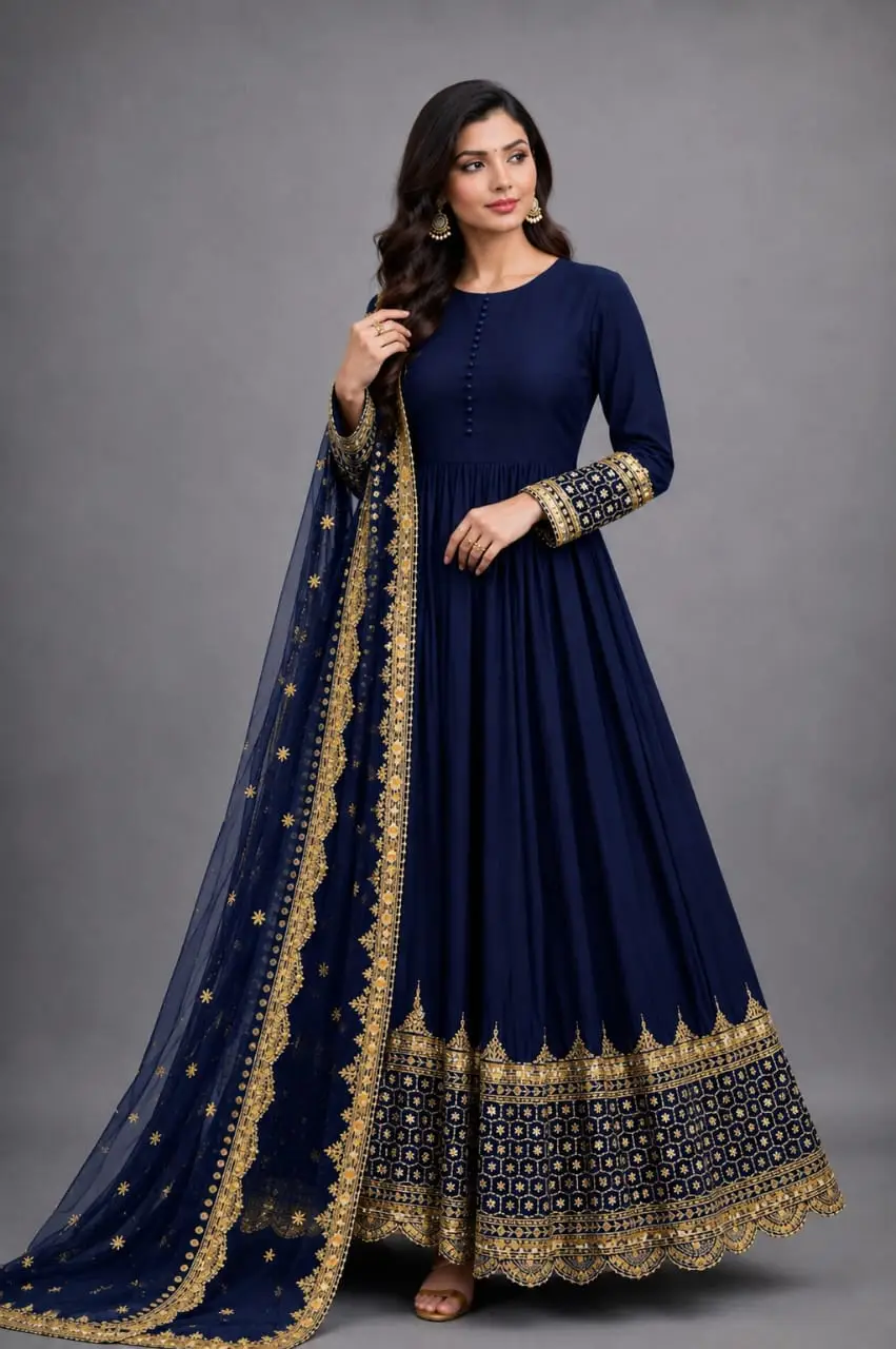 3 Pcs Women's Stitched Chiffon Sequins Embroidered Maxi Suit