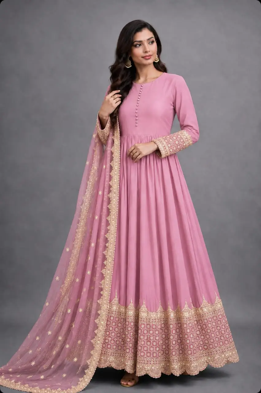 3 Pcs Women's Stitched Chiffon Sequins Embroidered Maxi Suit