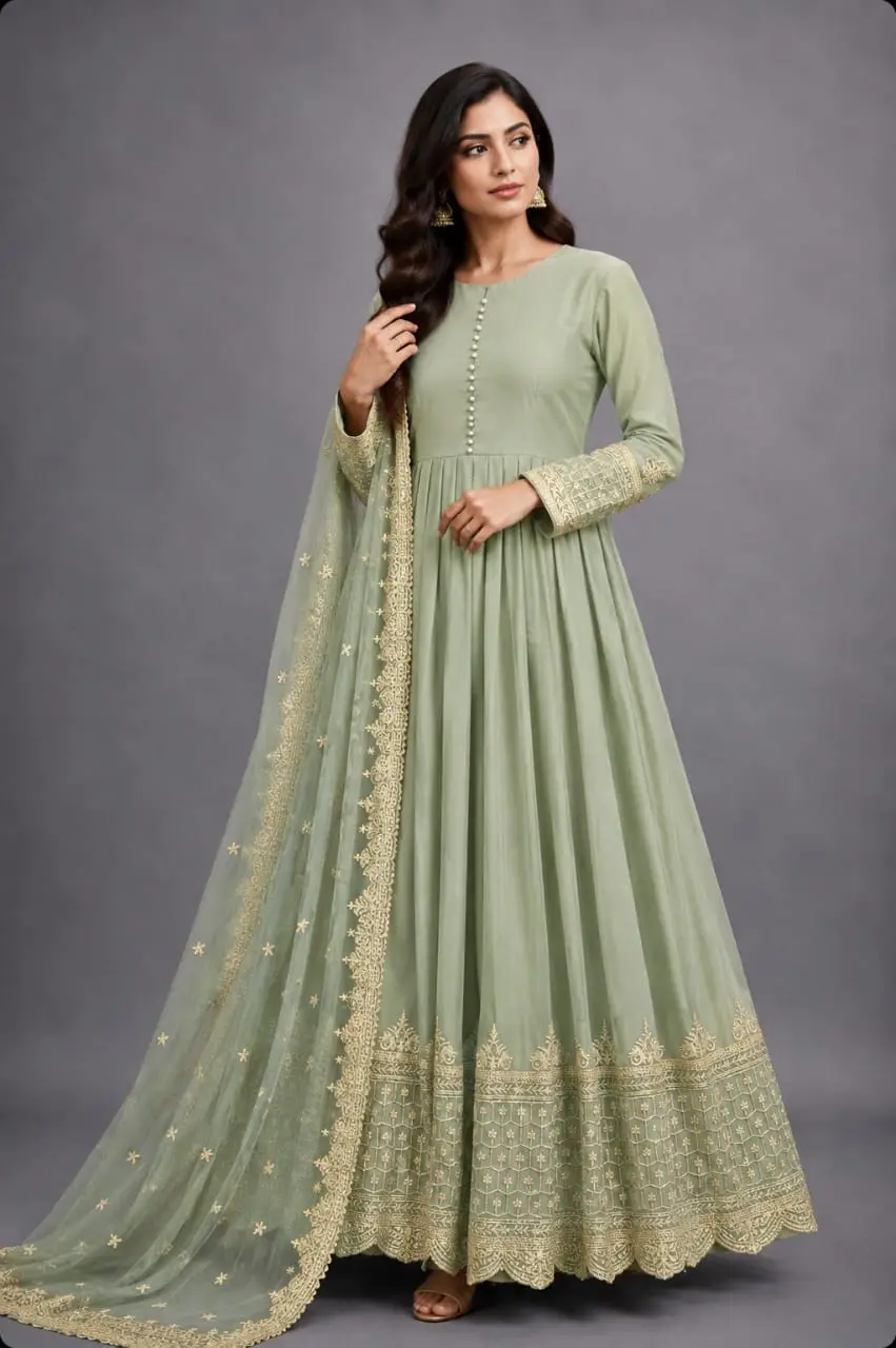 3 Pcs Women's Stitched Chiffon Sequins Embroidered Maxi Suit
