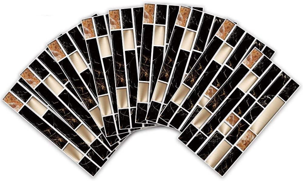 Modern Black Gold Marble Wall Sticker for Kitchen Bathroom Living Room