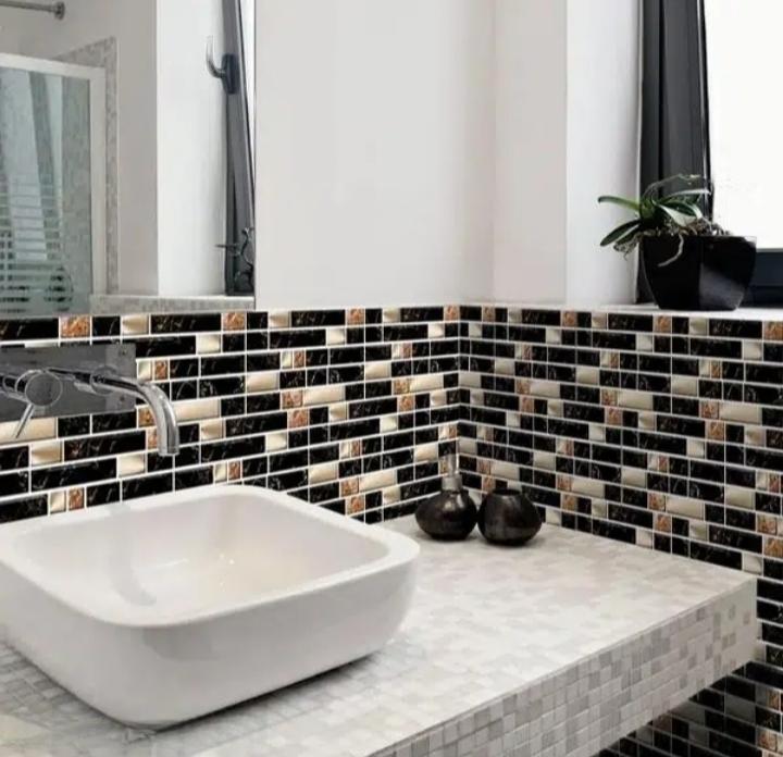 Modern Black Gold Marble Wall Sticker for Kitchen Bathroom Living Room