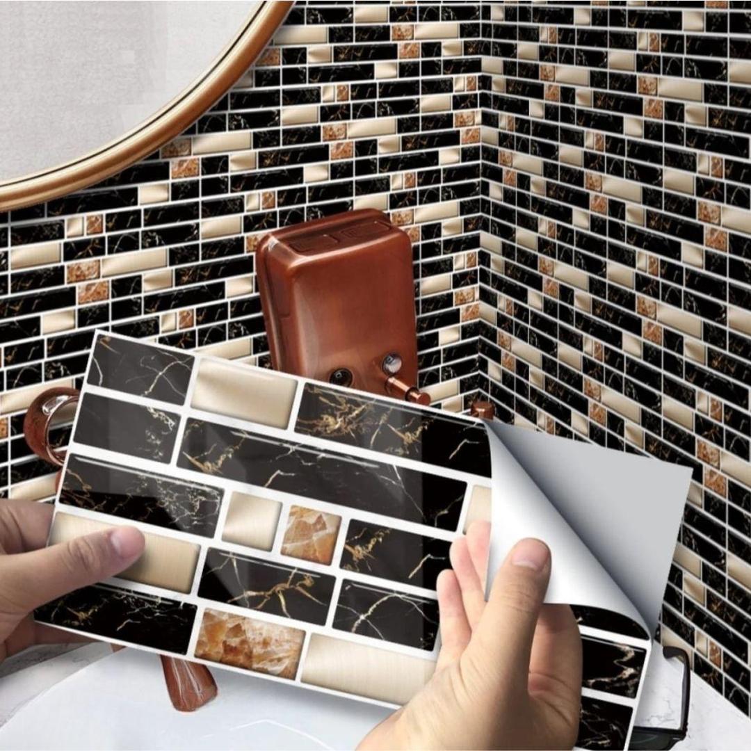 Modern Black Gold Marble Wall Sticker for Kitchen Bathroom Living Room