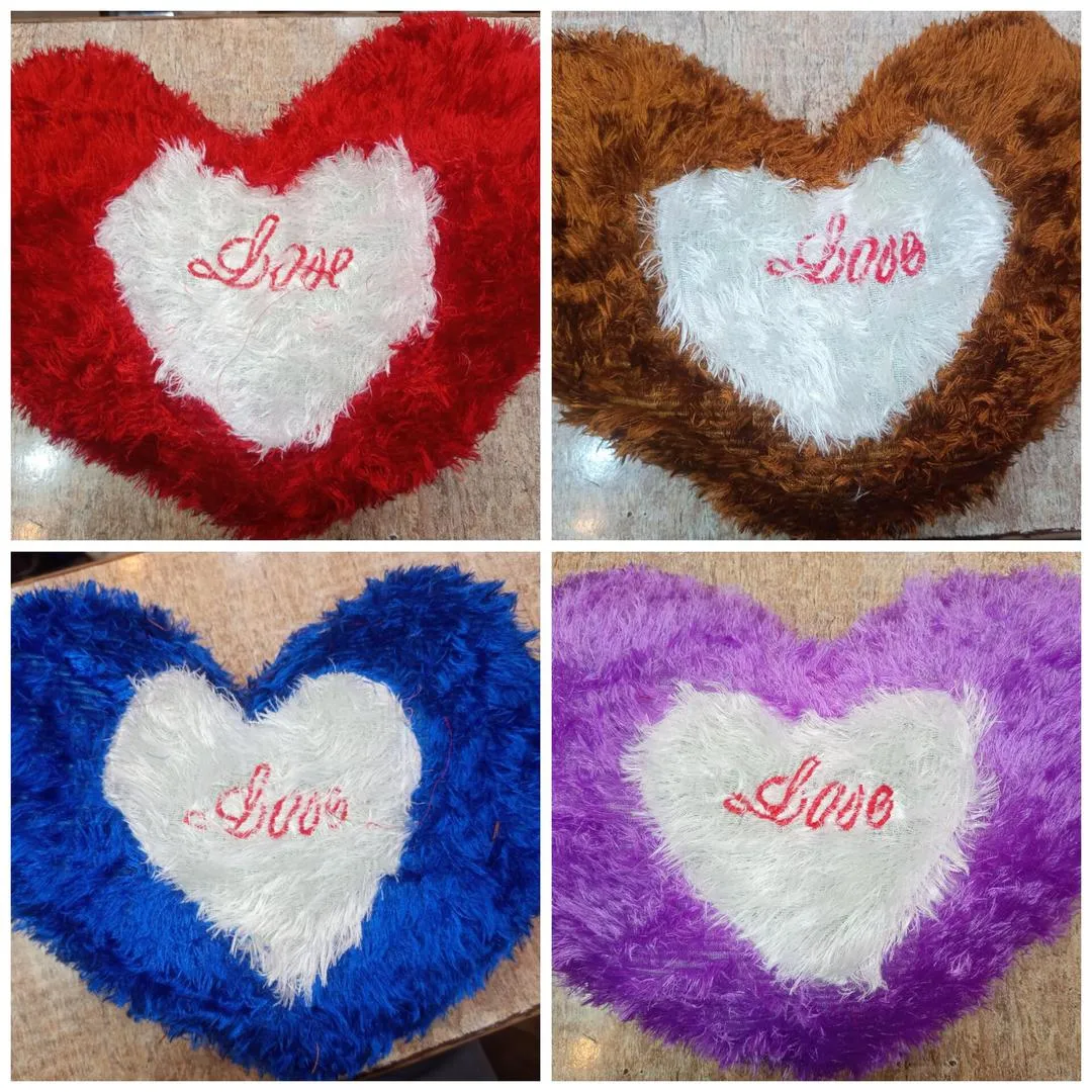 Heart Cushion With Love Embroidered Soft Filled Decor