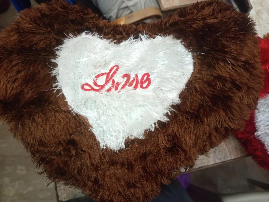 Heart Cushion With Love Embroidered Soft Filled Decor