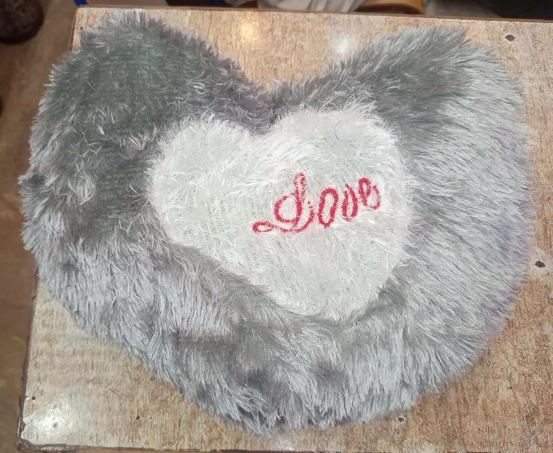 Heart Cushion With Love Embroidered Soft Filled Decor