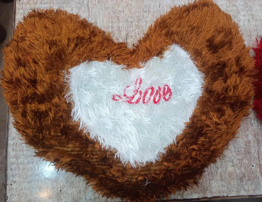 Heart Cushion With Love Embroidered Soft Filled Decor