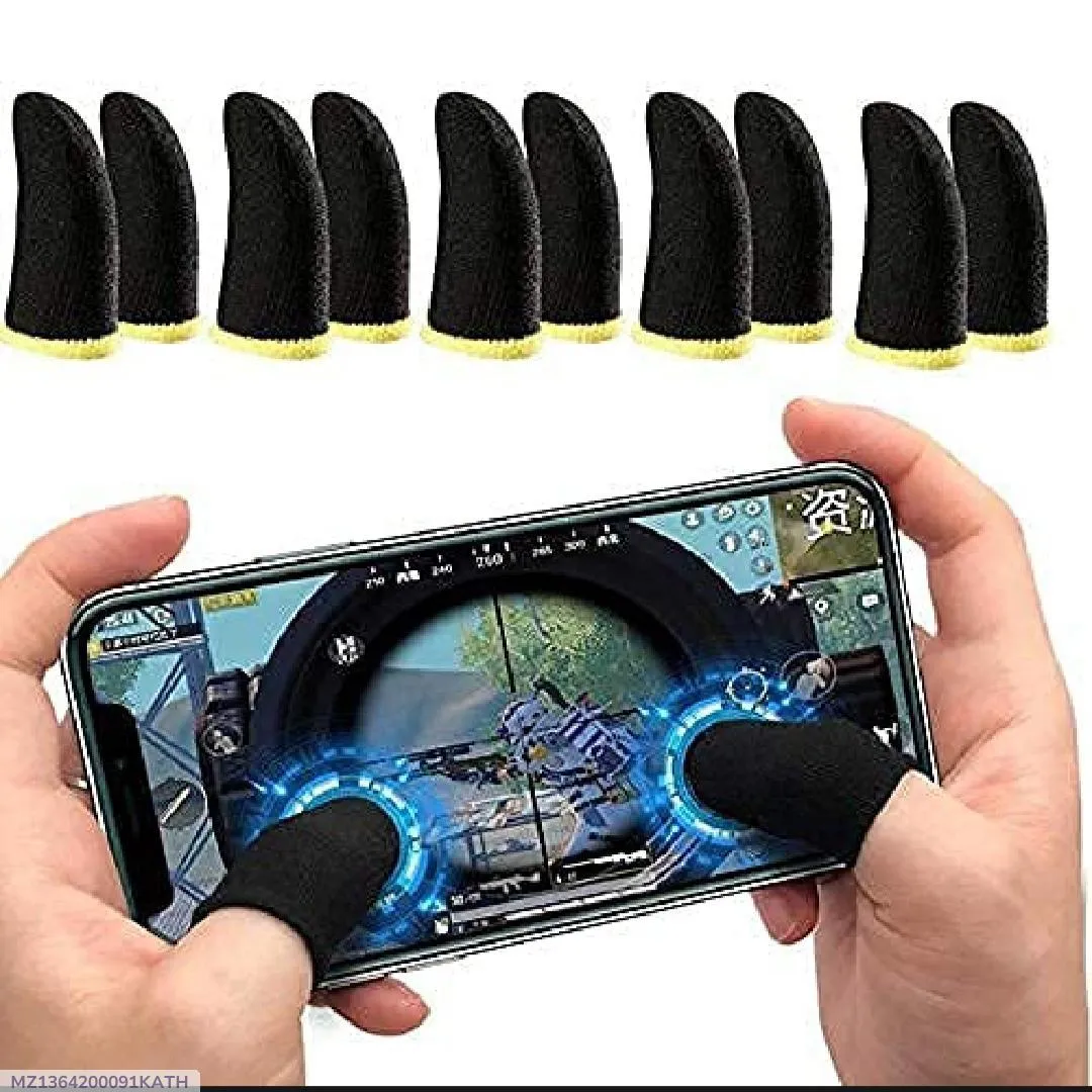 Pakistani Mobile Gaming Thumb Sleeves Black Yellow Cotton 6Pcs