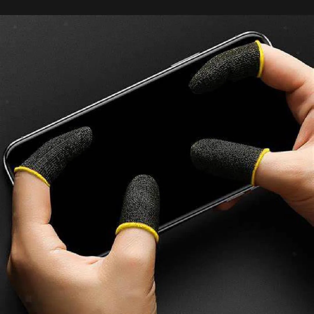 Pakistani Mobile Gaming Thumb Sleeves Black Yellow Cotton 6Pcs
