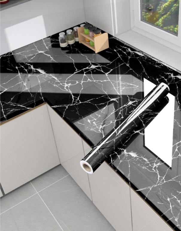 Black Marble Vinyl Wall Sticker 200x60cm Pakistan