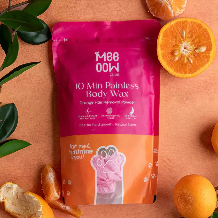 Meow Club 10 Min Painless Body Wax Orange Hair Removal Powder for Women