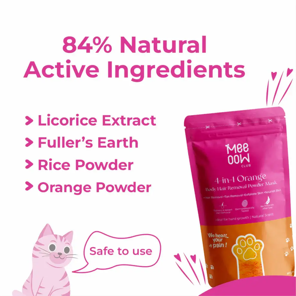 Meow Club 10 Min Painless Body Wax Orange Hair Removal Powder for Women