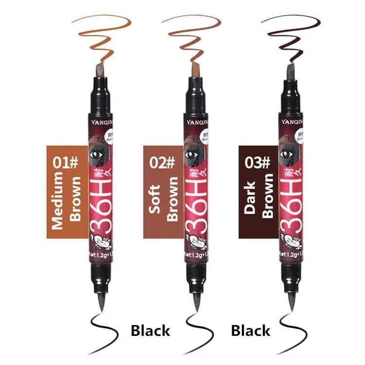 Waterproof Eyeliner Pencil 36H Dual Tip Eyebrow Pencil