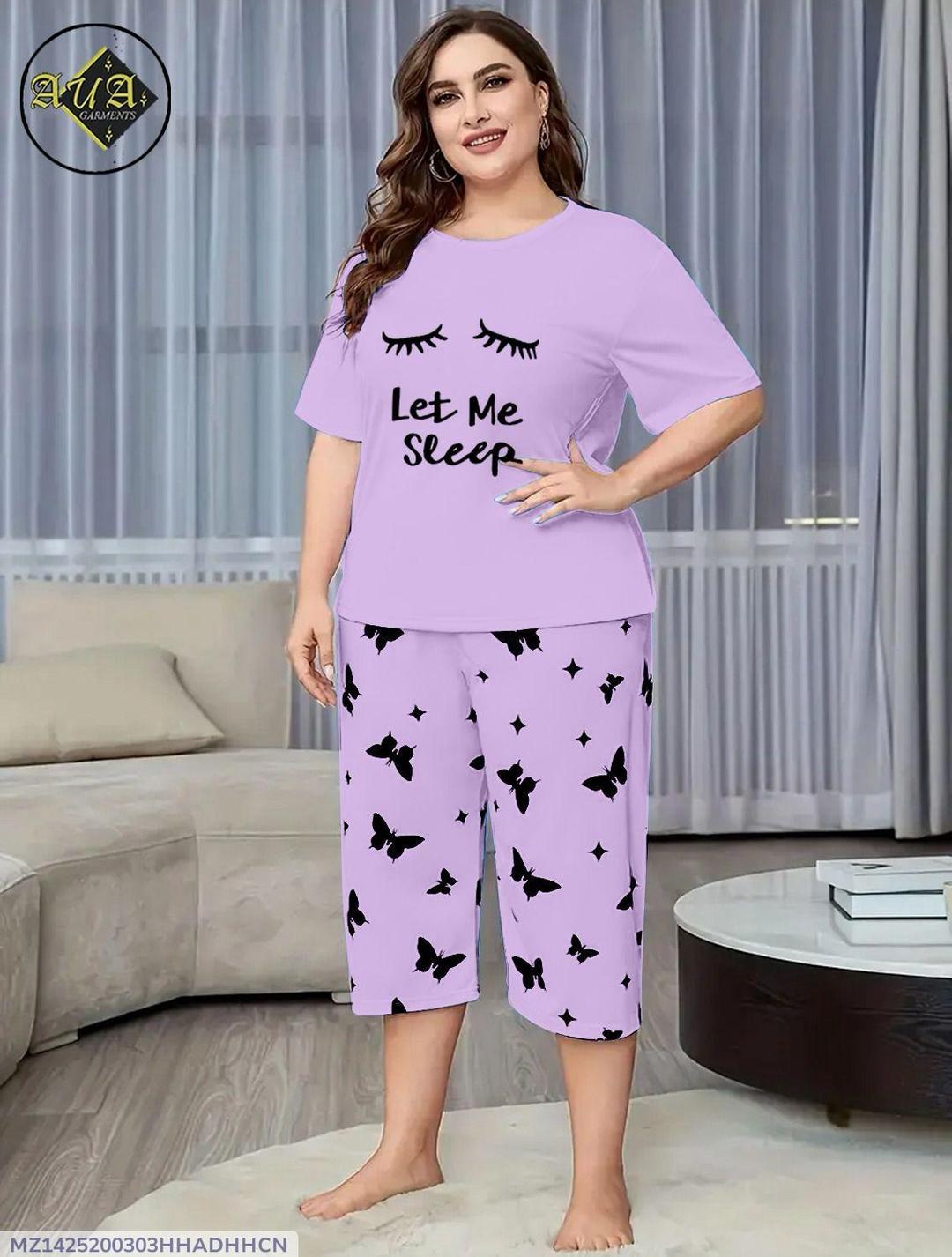 Women Cotton Night Suit Butterfly Print Summer Wear