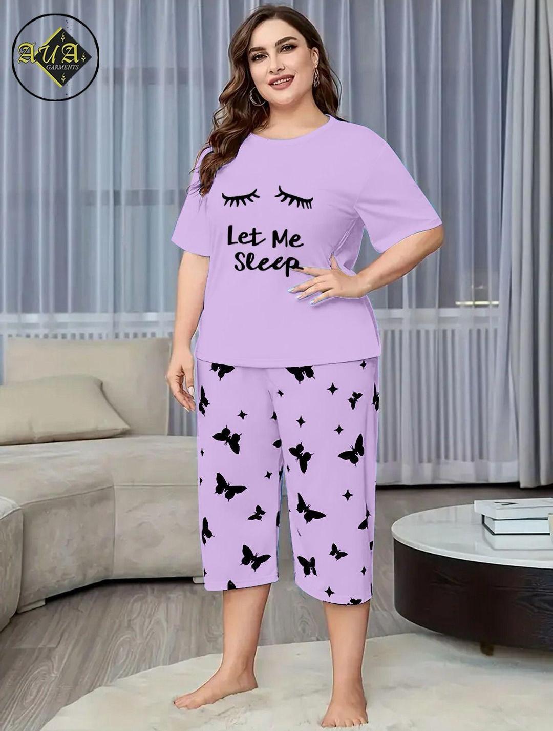 Women Cotton Night Suit Butterfly Print Summer Wear