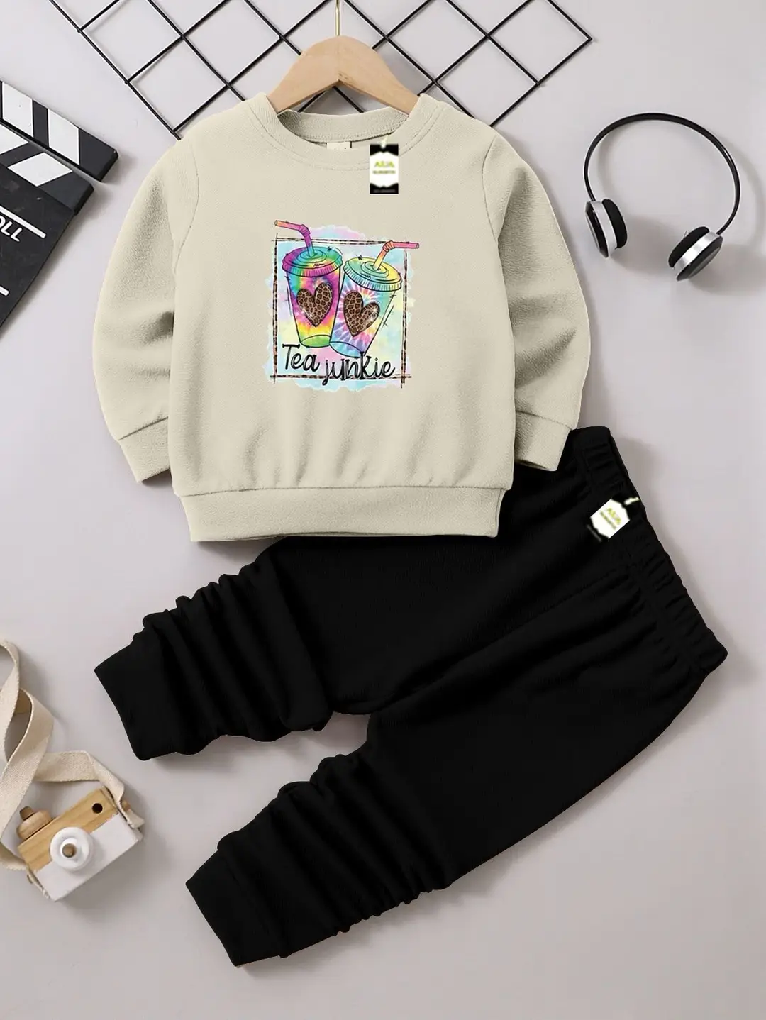 2 Pcs Boy's Fleece Printed Tracksuit