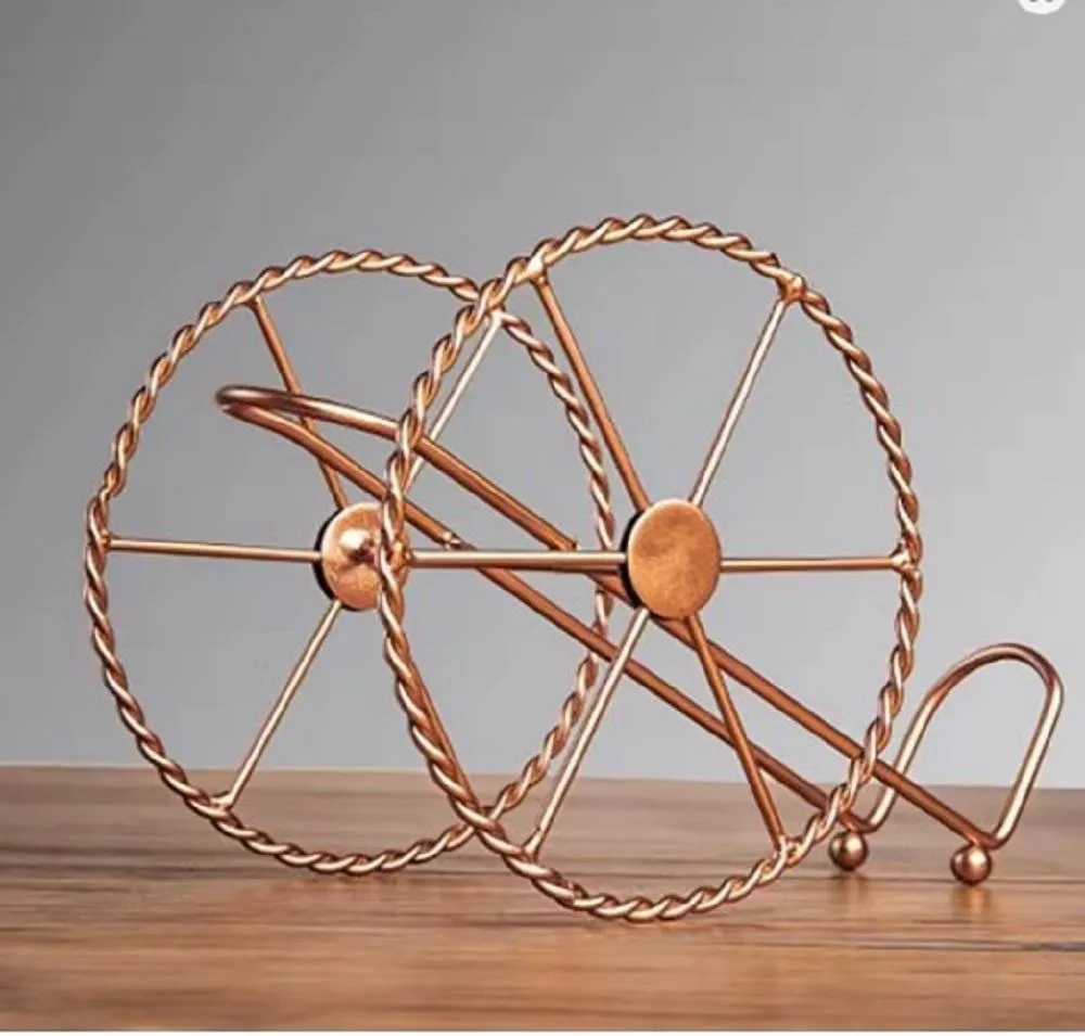 Golden Iron Bottle Stand 18cm Retro Wheel Design