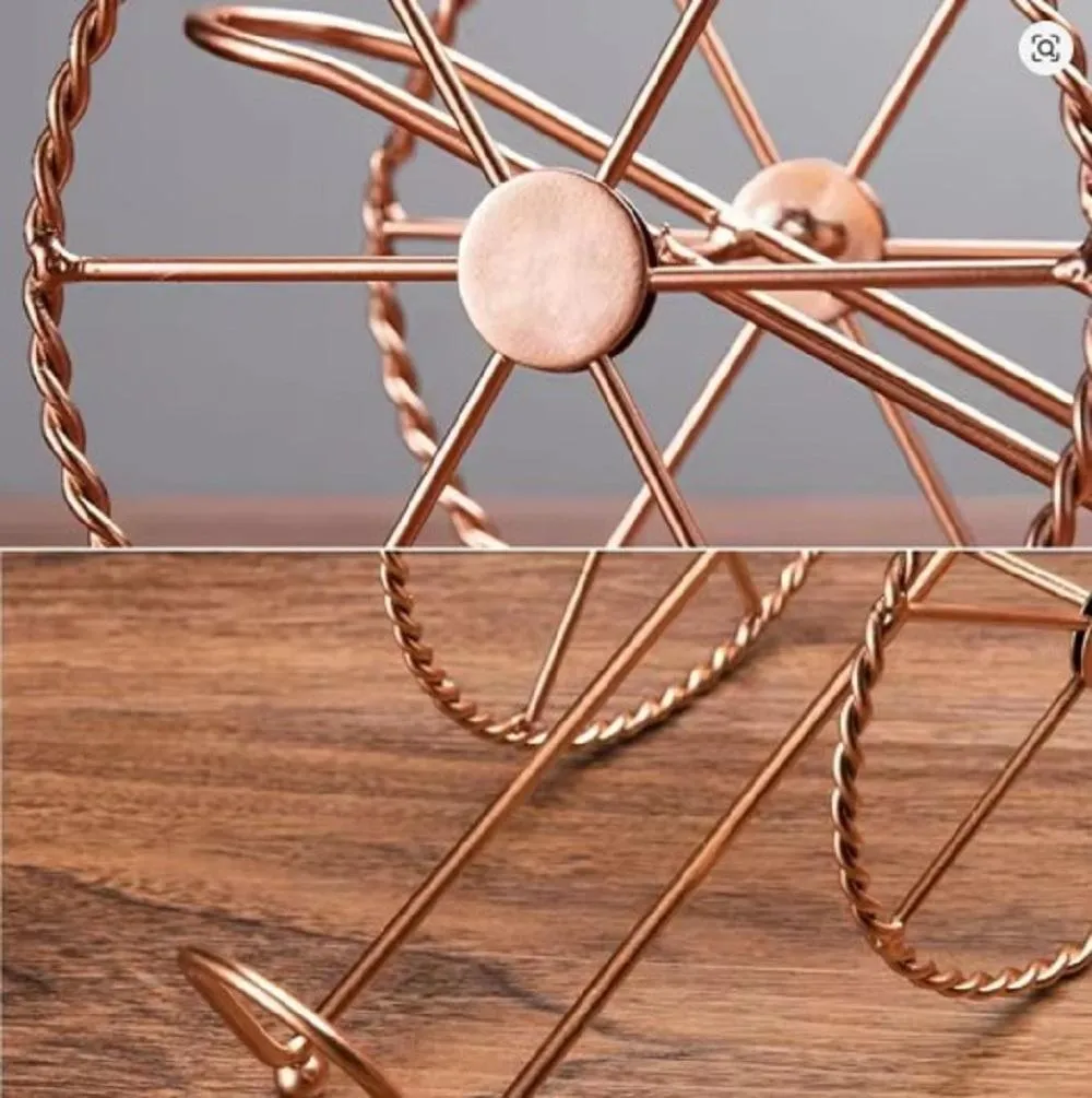 Golden Iron Bottle Stand 18cm Retro Wheel Design