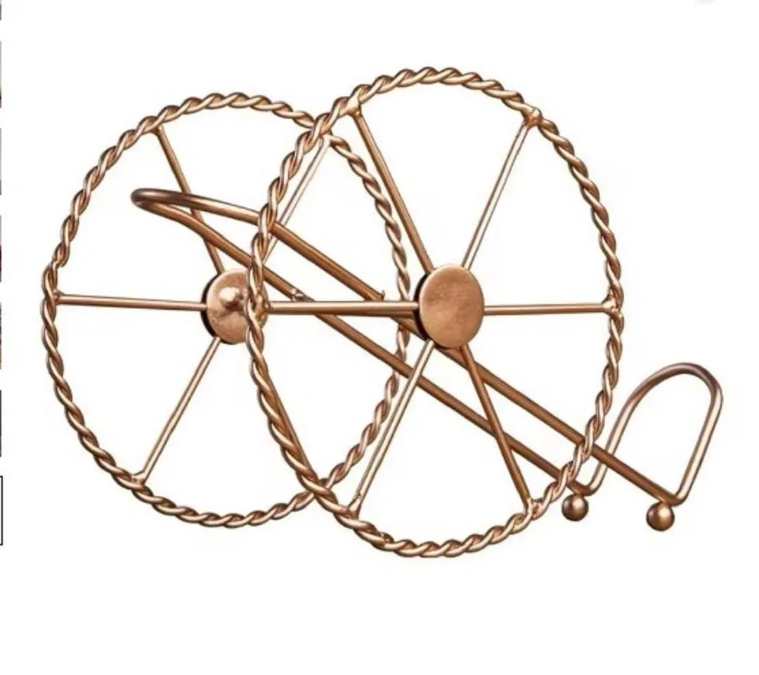 Golden Iron Bottle Stand 18cm Retro Wheel Design