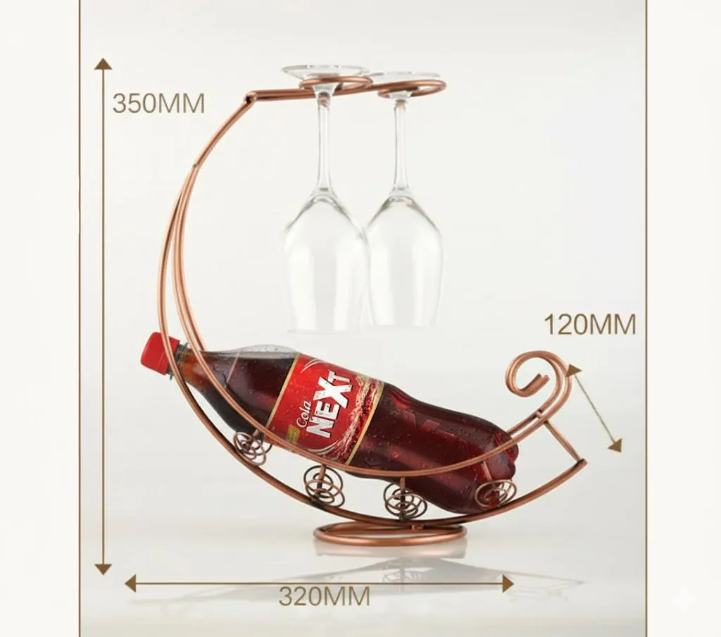 Golden Metal Glass & Bottle Holder for Home