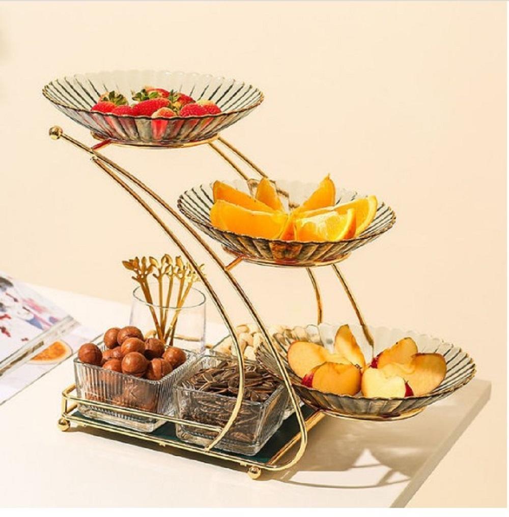 Golden Two-Tier Glass Bowl Set for Home & Parties