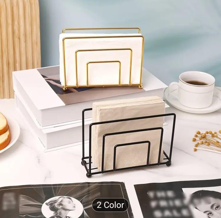 Golden Napkin Holder for Dining Table, Durable Metal, Weighted Arm, New Arrival