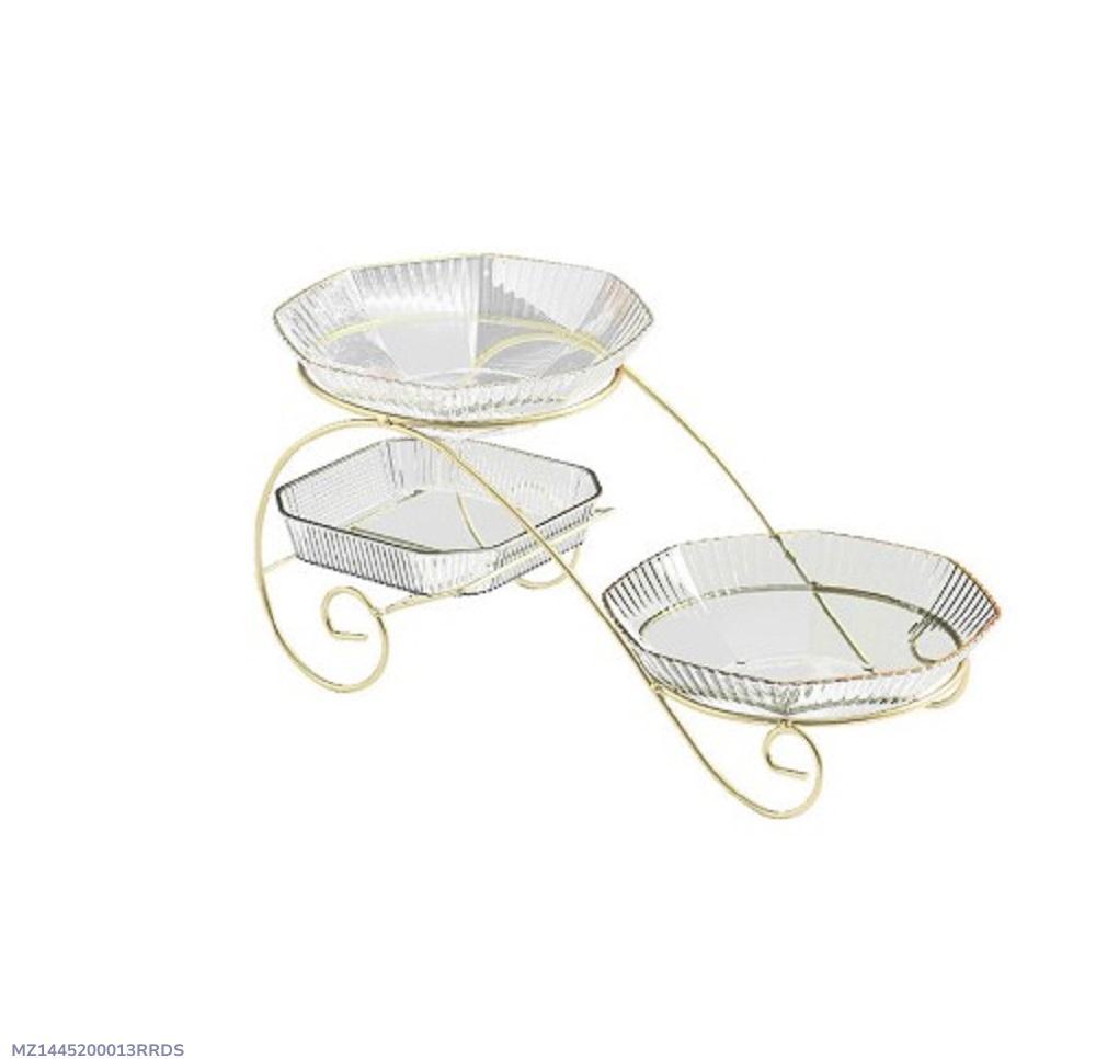 Elegant 3-Tier Glass Dessert Stand with Gold Metal Frame
