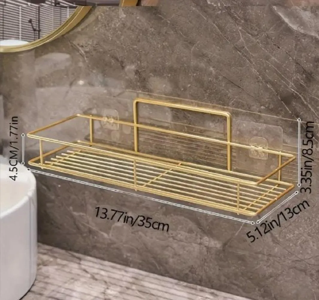 Golden Wall Mount Bathroom Rack Stainless Steel 30x20cm