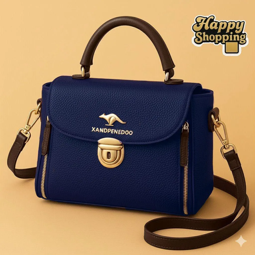 Blue Leather Crossbody Bag for Girls, 7x11x7 Inches