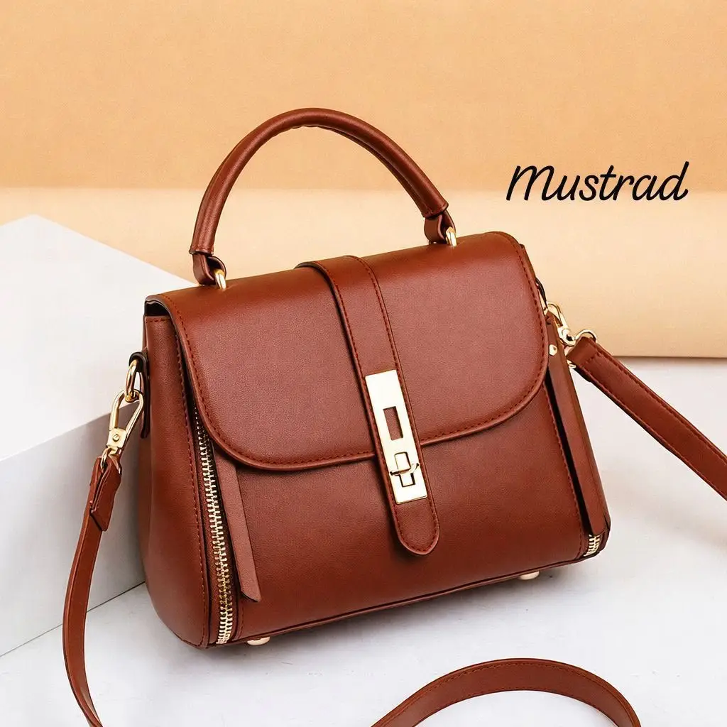 Stylish Women's Leather Shoulder Bag - 1 Pc in Brown with Plain Pattern