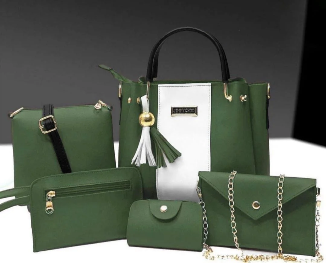 Women PU Leather 5-Piece Bag Set Mustard Color