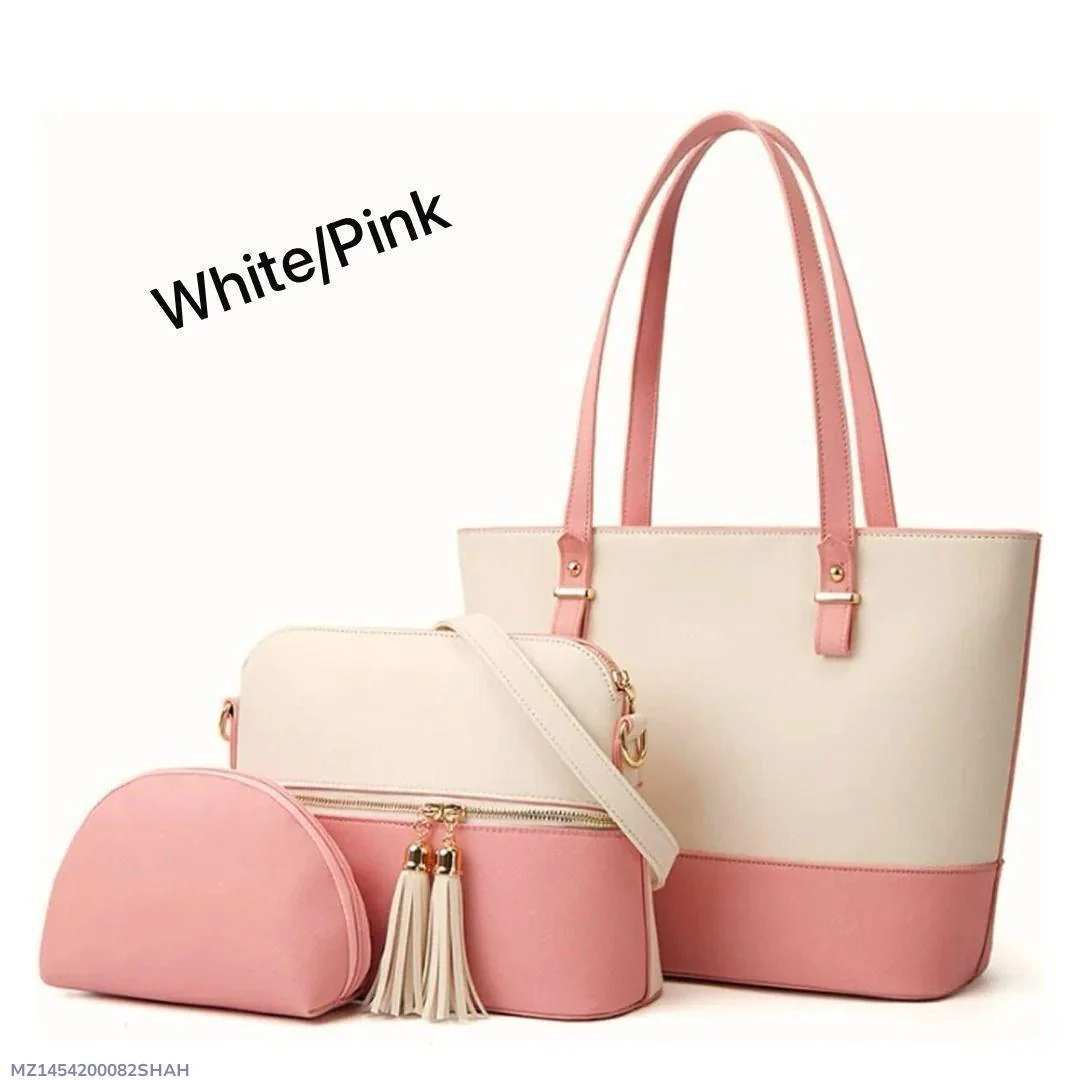 Women PU Leather 3-Piece Multicolor Handbag Set