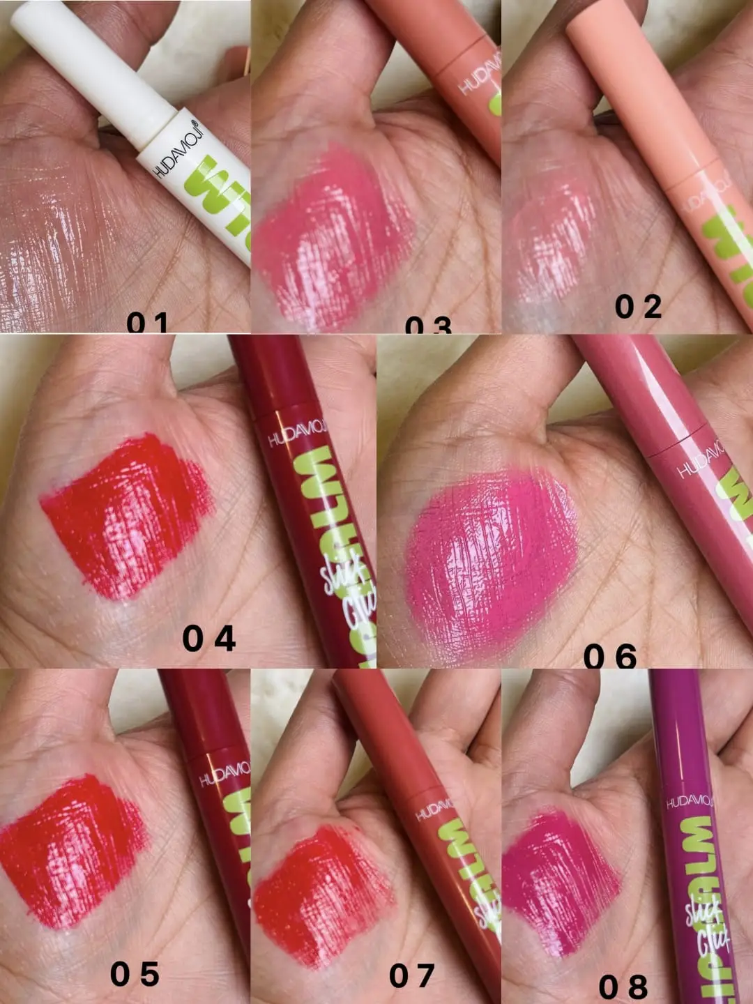 Hudamoji Lip Blam Button Lipstick 8 pcs set
