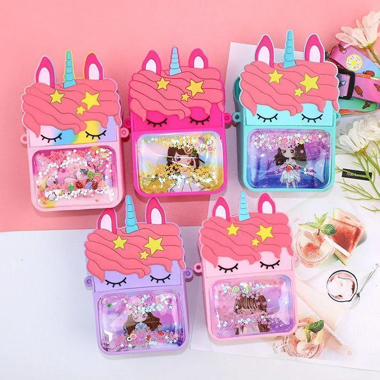 Unicorn Crossbody Bag for Girls with Glitter Pocket