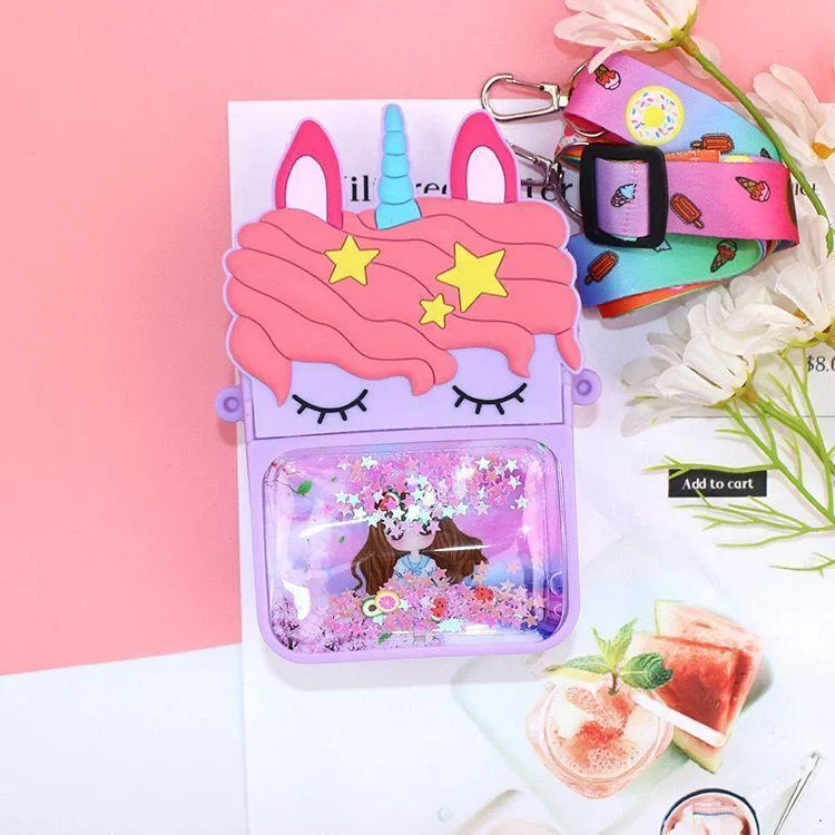 Unicorn Crossbody Bag for Girls with Glitter Pocket